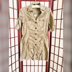 Olive green button down mini dress